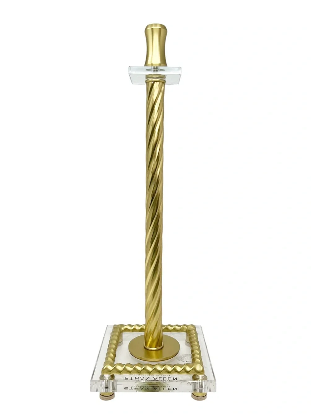 Ethan Allen 18” Tall Candlestick Holder Spiral/Twisted Brass & Acrylic EUC
